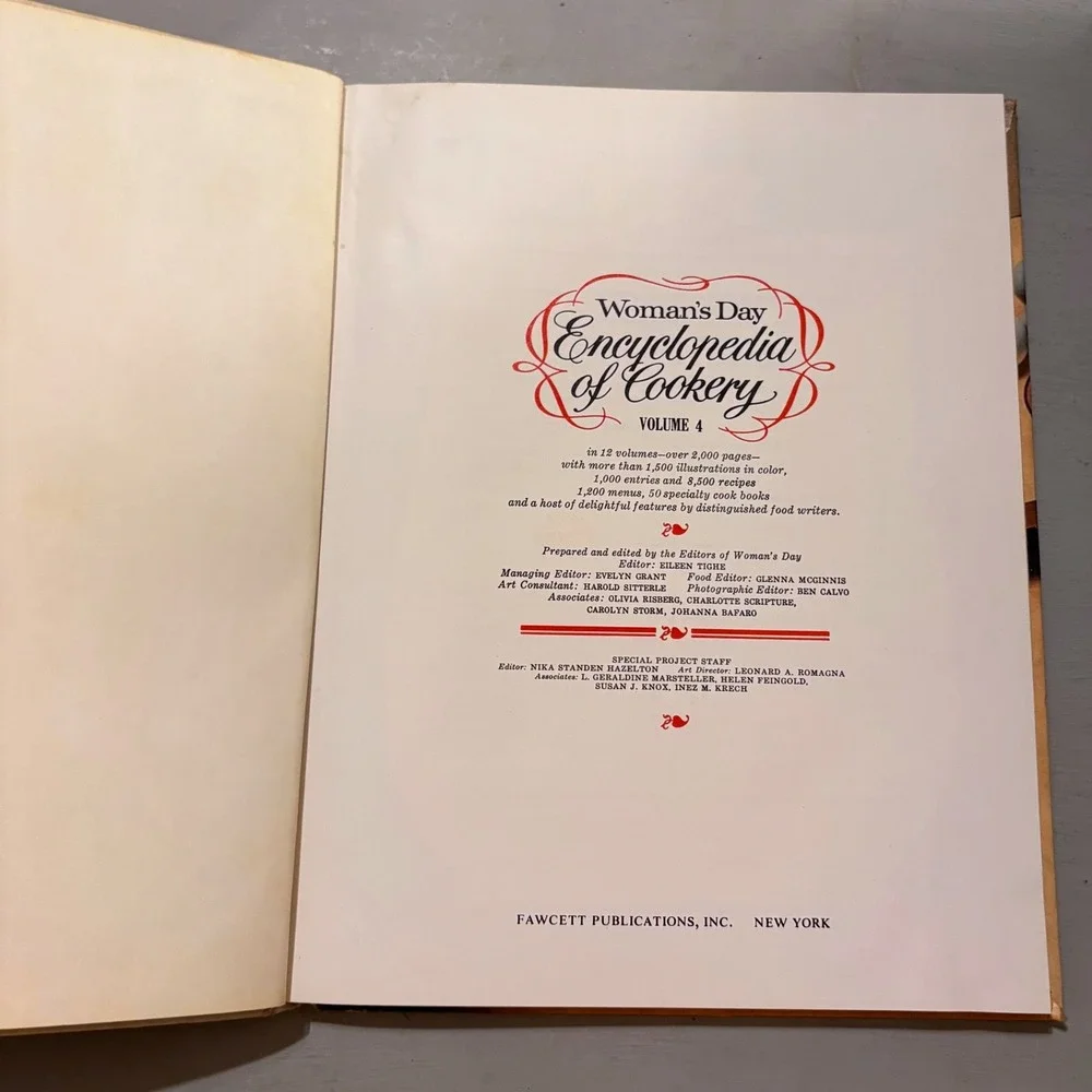 Vtg 1966 Womans Day Encyclopedia of Cookery Vol 4 MCM Retro Kitchen Decor Prop